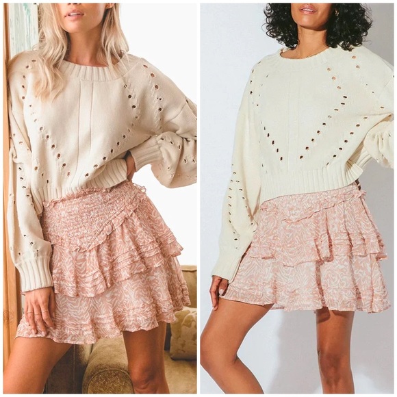 Cleobella Kenna Mini Skirt Small zebra blush pink ruffle - Picture 10 of 10